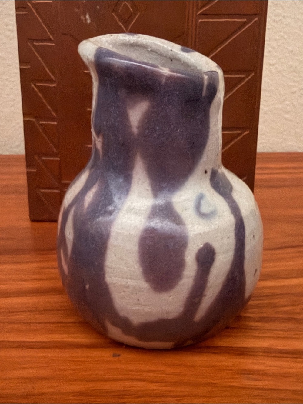 Handcrafted Purple and White Ceramic Vase - Unique Home Art Accent